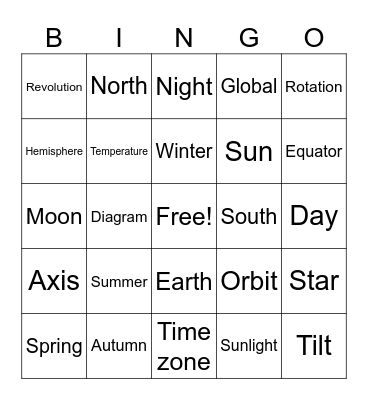 Seasons Bingo Card