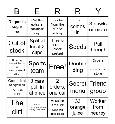 ROXBERRY BINGO Card