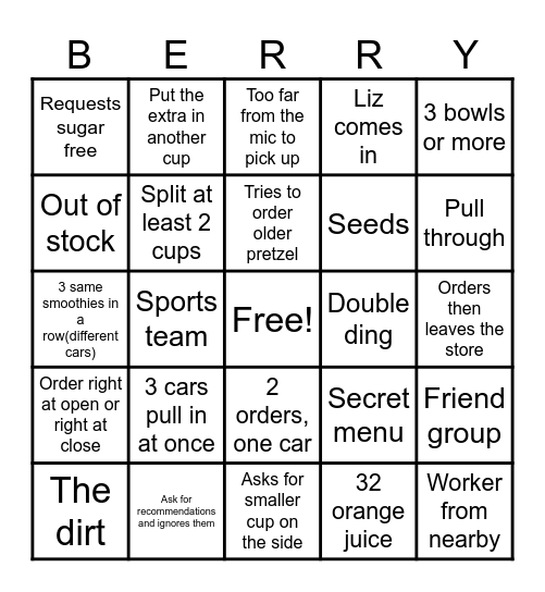 ROXBERRY BINGO Card