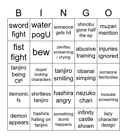 kny s26284 board Bingo Card