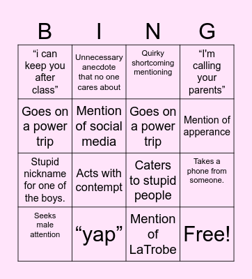 science bingo Card