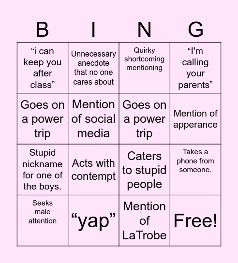 science bingo Card