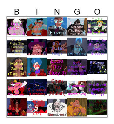 Disney Villains Bingo Card