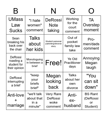 Family Law Fun Time! Bingo Card