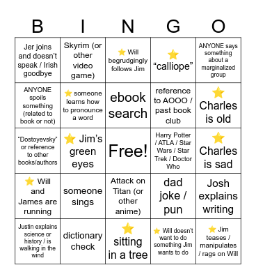 Something Wicked Book Club - Ch 11-20 Bingo Card