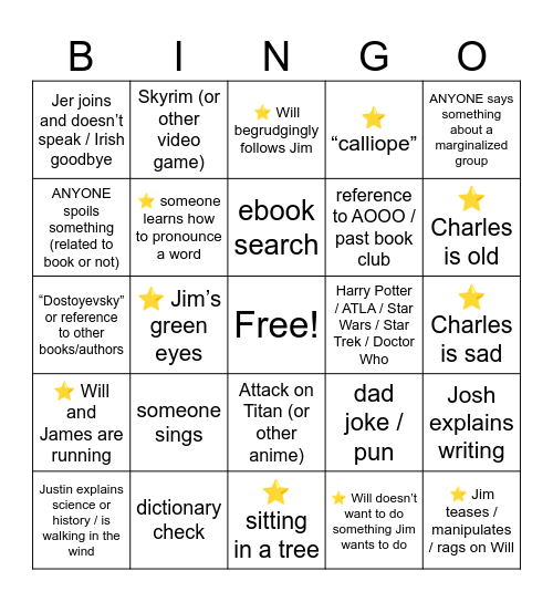 Something Wicked Book Club - Ch 11-20 Bingo Card