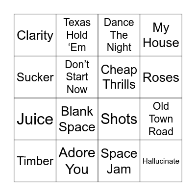 Dance Floor Inv Bingo Card