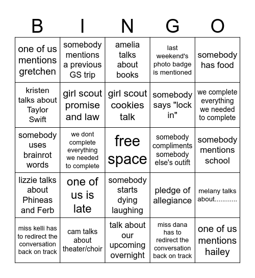 GS Bingo Card