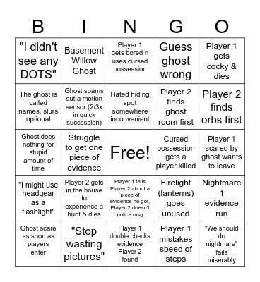 Ghost Bingo Card