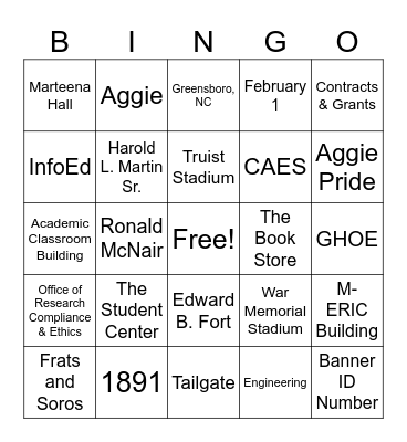 AGGIE BINGO Card
