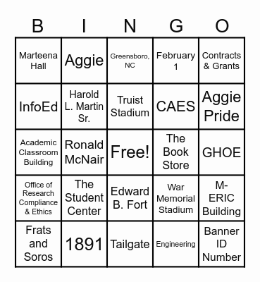 AGGIE BINGO Card