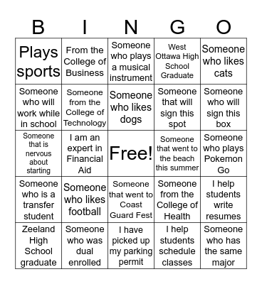 Welcome Night Bingo Card