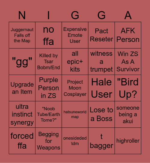 item asylum Bingo Card