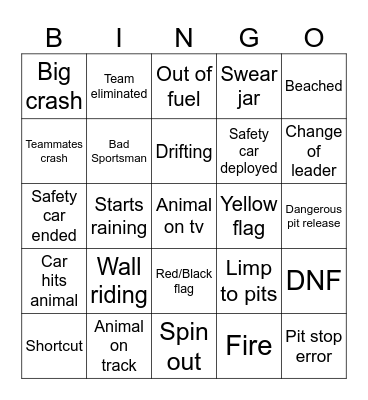 Bathurst 1000 Bingo Card