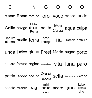Latina Christiana Bingo Card