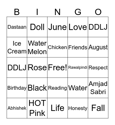 Saiba's Bingo Card