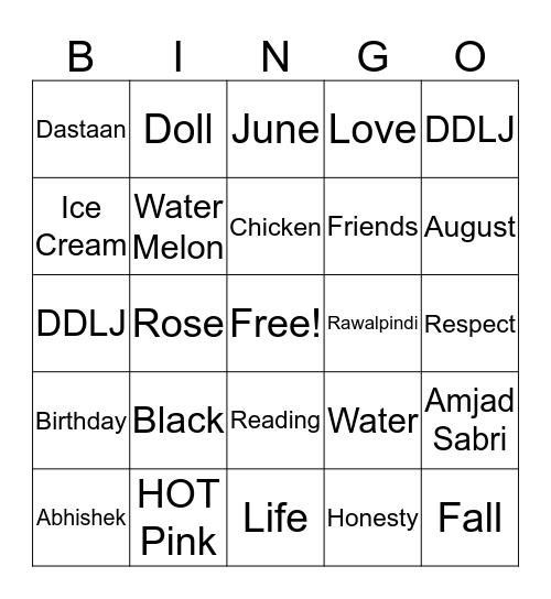 Saiba's Bingo Card