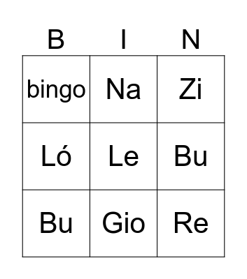 super Bingo silabico Bingo Card