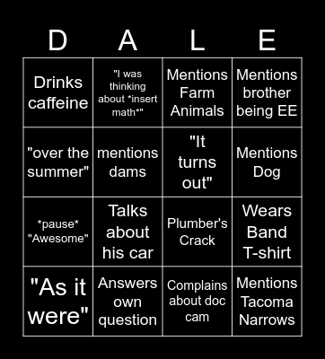 Dale Bingo Card