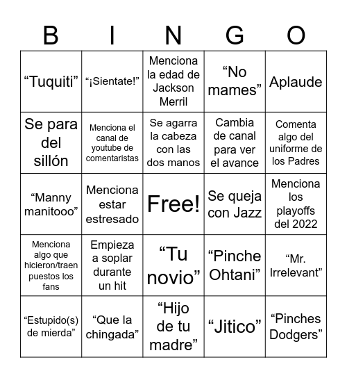 Julián Bingo Card