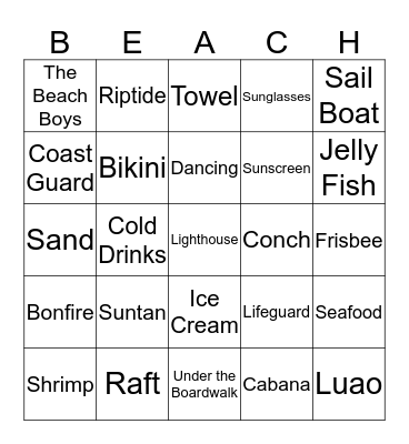 Beachin' Good Time Bingo Card