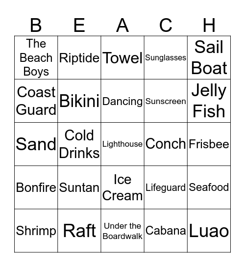 Beachin' Good Time Bingo Card