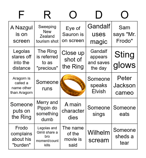 LotR Bingo Card