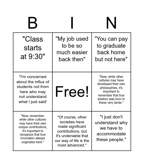 Outta pocket shi Anna wil prolly say Bingo Card