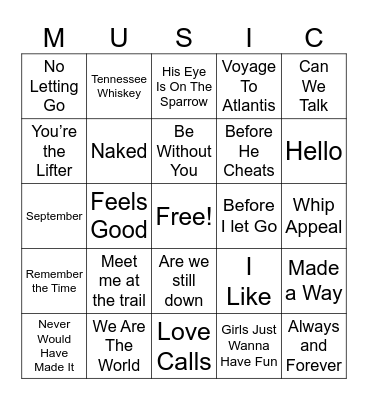 Music Bingo Card