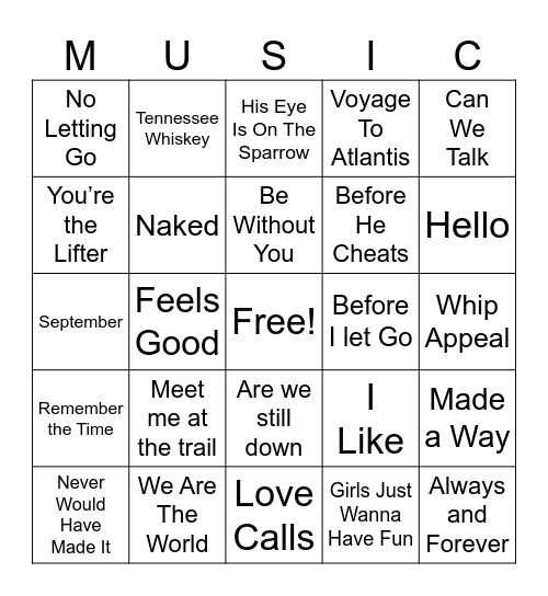 Music Bingo Card