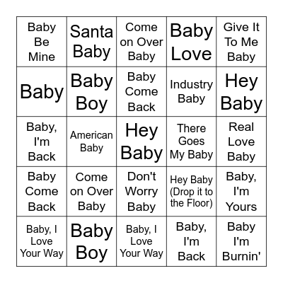 Baby Bingo Card