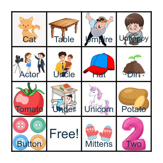 T and U Bingo Card