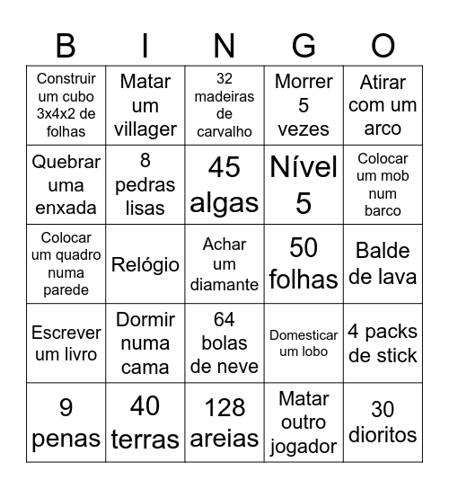 Bingo no Mine Bingo Card