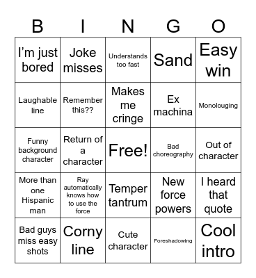 Star Wars: The Force Awakens Bingo Card