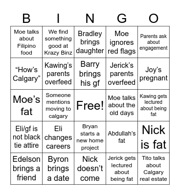 YYZ Bingo Card