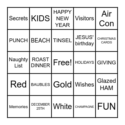 QUOTA CHRISTMAS Bingo Card