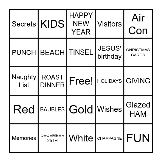 QUOTA CHRISTMAS Bingo Card