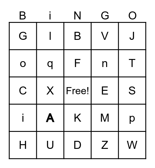 Phoneme bingo card