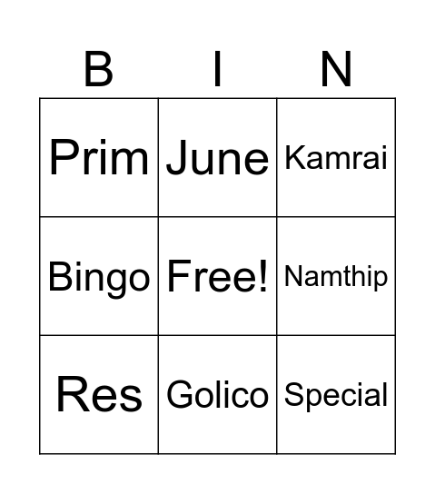 TestTest Bingo Card