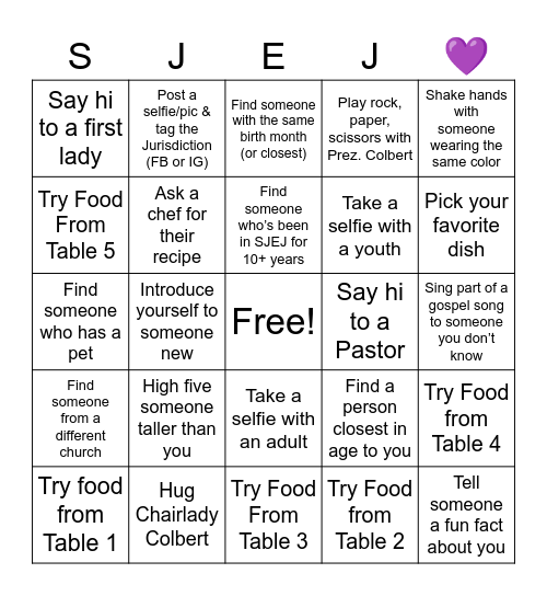 O Taste and See Bingo Card