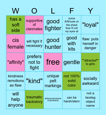 new character bingo Card