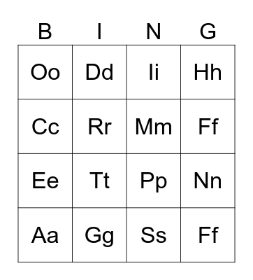 ABC Bingo Card