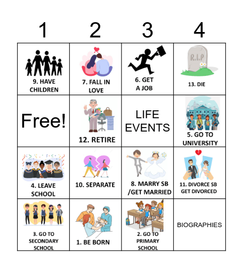 VOCABULARY: BIOGRAPHIES Bingo Card