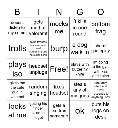 pleb binog Bingo Card