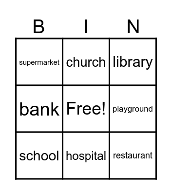 Places in Town Bingo Card