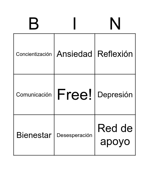 Bingo Salud Mental Bingo Card