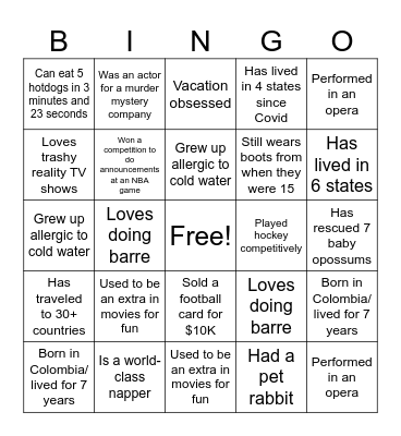 eBay Live Bingo! Bingo Card