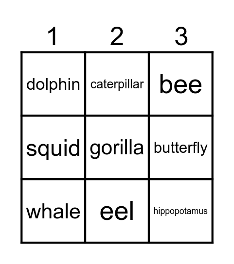 Land and Sea Bingo Card