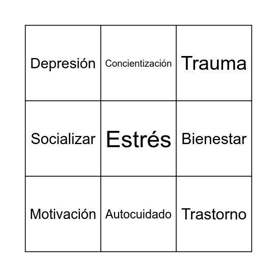 Bingo Salud Mental Bingo Card