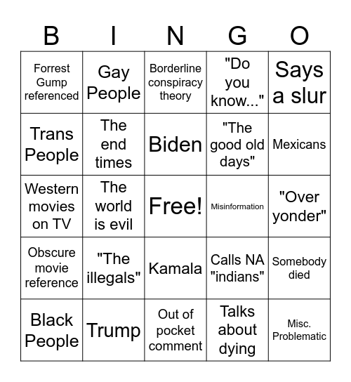 southern grandparent bingo Card